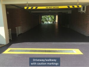 Driveway/ walkway with caution markings