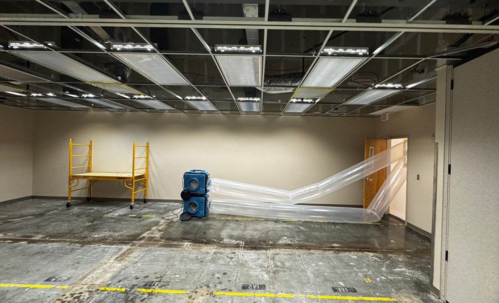 mold remediation being performed in a large commercial building